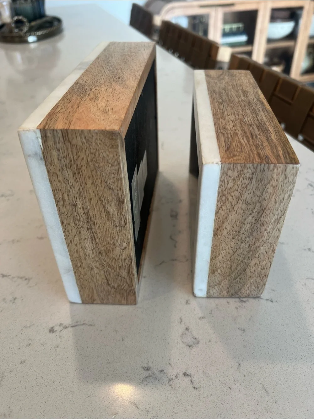 Marble-Trim Wooden Photo Frames Set